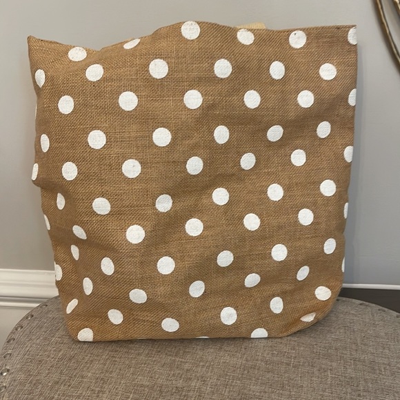 Burlap Initial A White Polka Dot Tote- Brand new - Picture 3 of 9